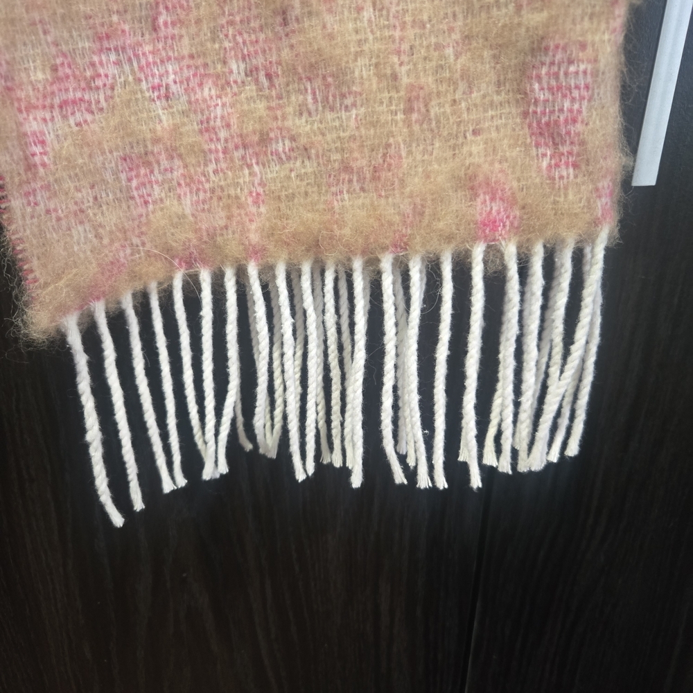 Tan and Pink Women's Scarf Wool And Alpaca - Picture 3 of 5